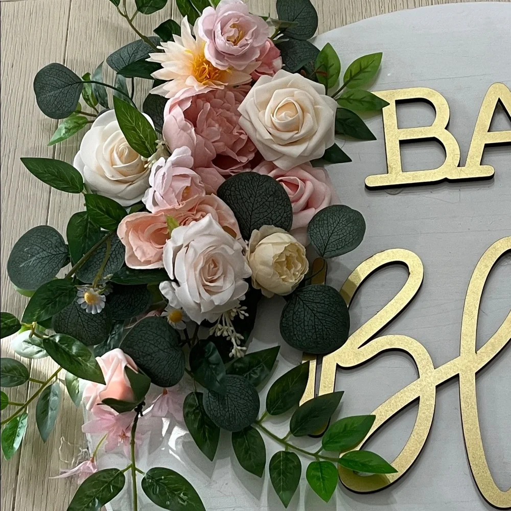 Baby in Bloom Custom Wood Sign with beautiful florals